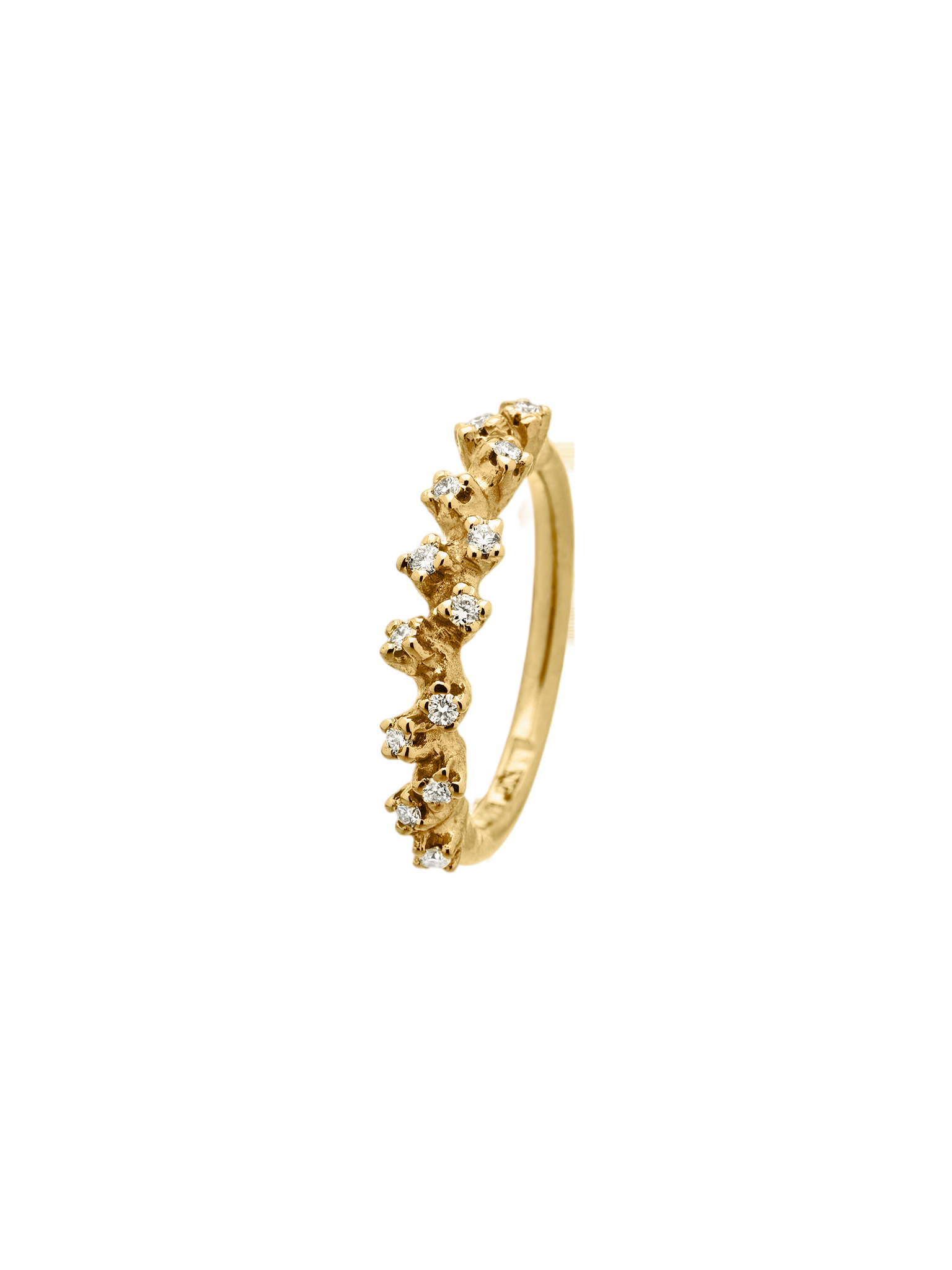 Frosty half eternity ring in 18k yellow gold with 0,21ct diamond